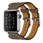 Ремешок для часов Kakapi Double Buckle Cuff для Apple Watch (42 мм, темно-серый, кожаный)