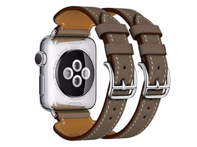 Ремешок для часов Kakapi Double Buckle Cuff для Apple Watch (42 мм, темно-серый, кожаный)