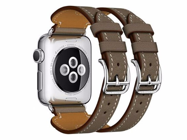 Ремешок для часов Kakapi Double Buckle Cuff для Apple Watch (42 мм, темно-серый, кожаный)
