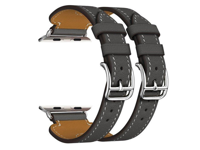 Ремешок для часов Kakapi Double Buckle Cuff для Apple Watch (38 мм, черный, кожаный)