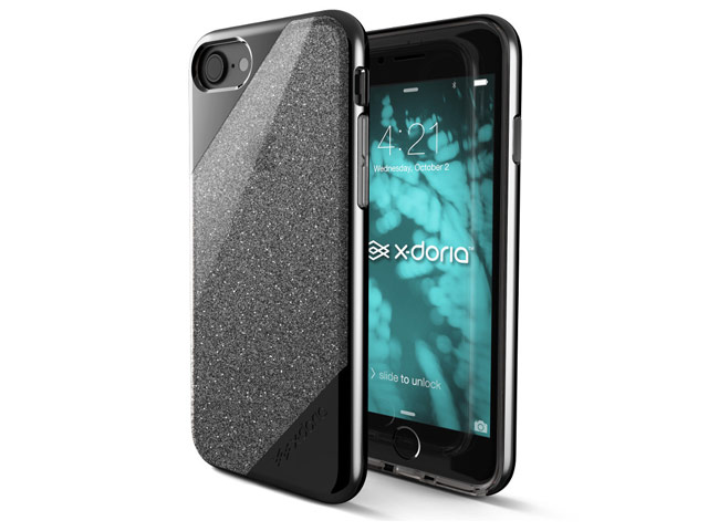 Чехол X-doria Revel Lux Case для Apple iPhone 7 (Black Glitter, пластиковый)