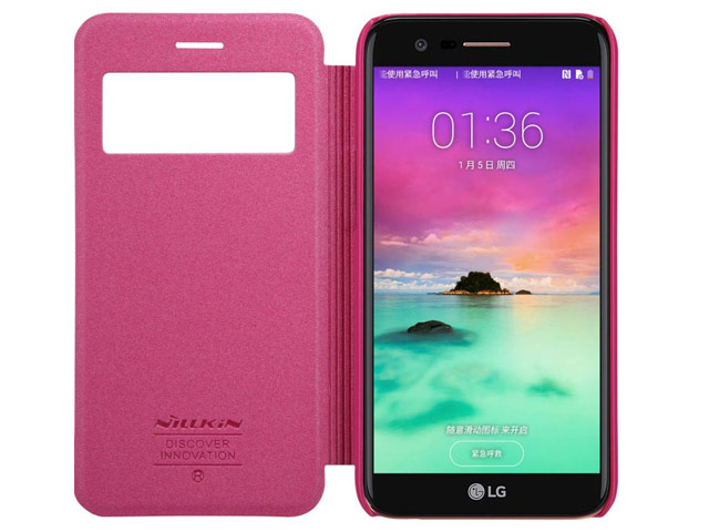 Чехол Nillkin Sparkle Leather Case для LG K10 2017 (розовый, винилискожа)