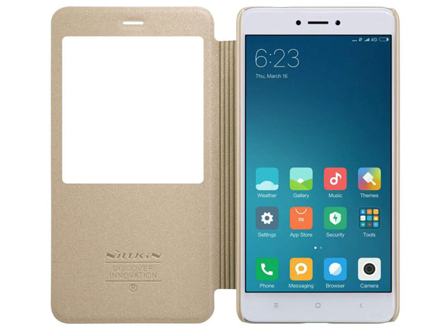 Чехол Nillkin Sparkle Leather Case для Xiaomi Redmi Note 4X (золотистый, винилискожа)