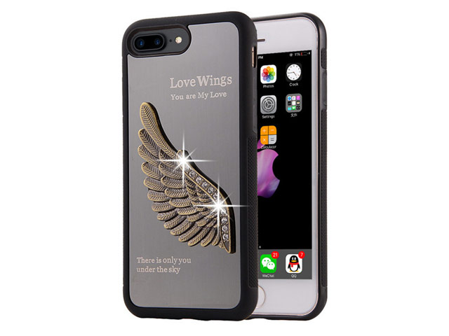 Чехол Harley Davidson Love Wings для Apple iPhone 7 plus (черный, металлический)