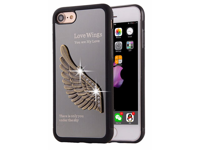 Чехол Harley Davidson Love Wings для Apple iPhone 7 (черный, металлический)