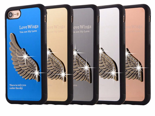 Чехол Harley Davidson Love Wings для Apple iPhone 7 (серебристый, металлический)