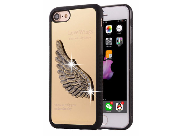 Чехол Harley Davidson Love Wings для Apple iPhone 7 (золотистый, металлический)