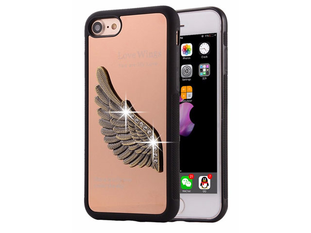 Чехол Harley Davidson Love Wings для Apple iPhone 7 (бронзовый, металлический)