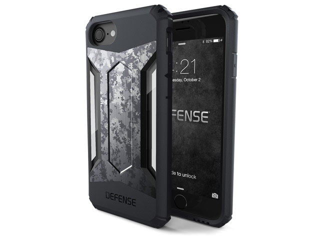 Чехол X-doria Defense Gear для Apple iPhone 7 (Grey Digital Camo, маталлический)