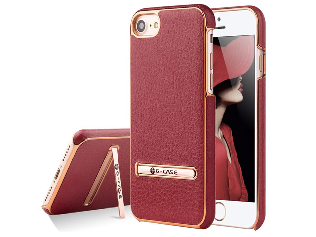 Чехол G-Case Plating Series для Apple iPhone 7 (красный, кожаный)