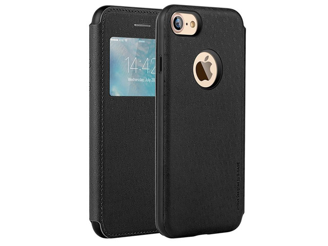 Чехол G-Case Duke Flip Series для Apple iPhone 7 (черный, кожаный)