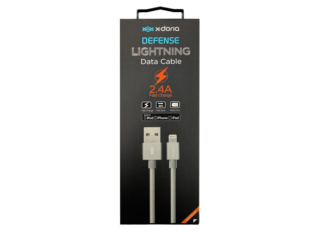 USB-кабель X-Doria Defense Cable (Lightning, серебристый, 1 м, MFi)