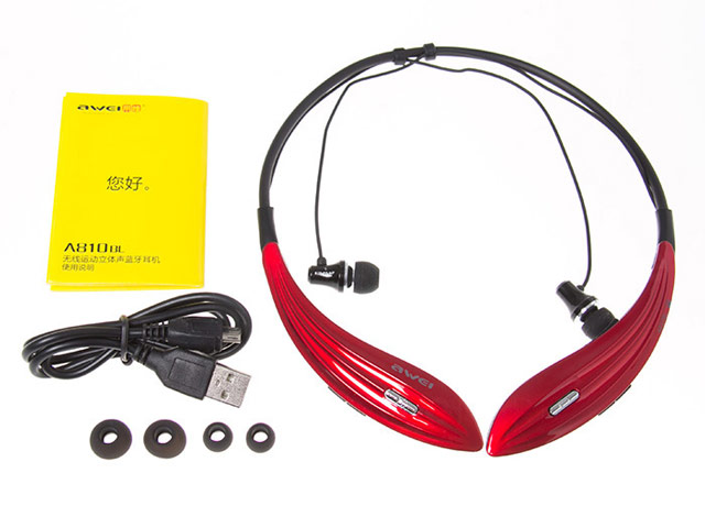 Беспроводные наушники Awei Wireless Sports Stereo Headset A810BL (красные, пульт/микрофон)
