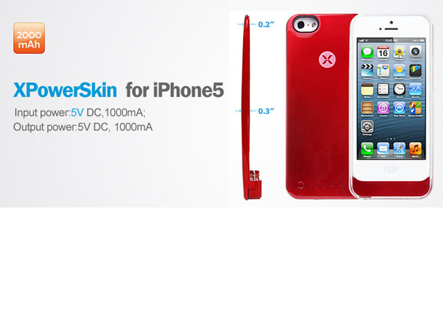 Чехол с батареей Dexim XPowerSkin Case для Apple iPhone 5/5S (2000 mAh, белый, ультратонкий)