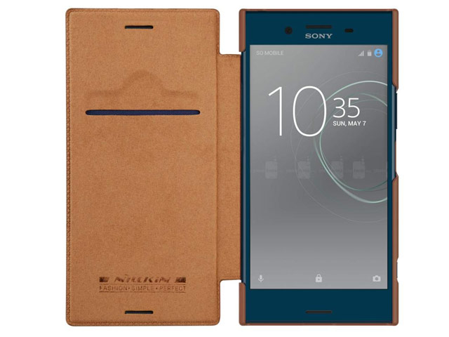 Чехол Nillkin Qin leather case для Sony Xperia XZ premium (коричневый, кожаный)