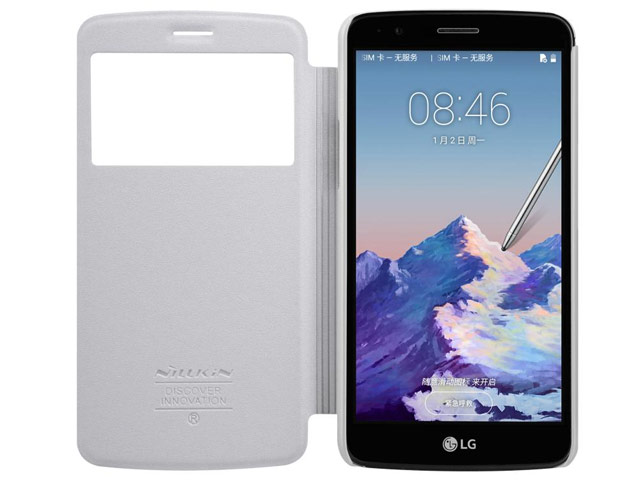 Чехол Nillkin Sparkle Leather Case для LG Stylus 3 (белый, винилискожа)