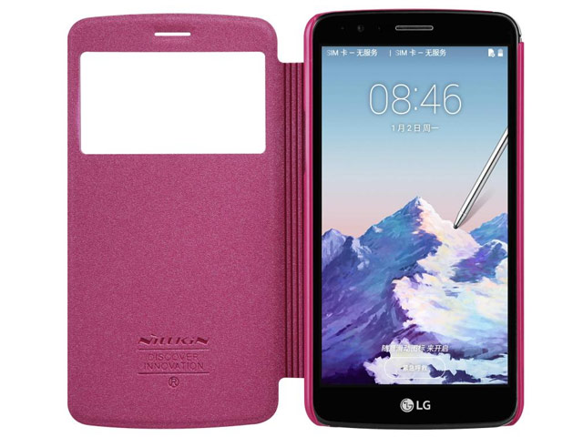 Чехол Nillkin Sparkle Leather Case для LG Stylus 3 (розовый, винилискожа)