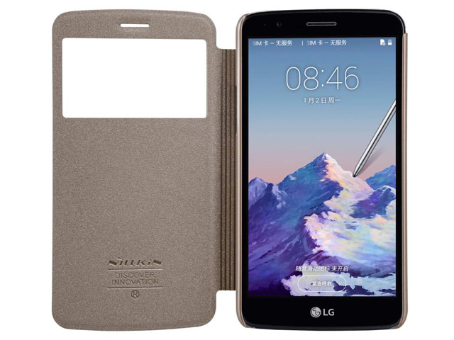 Чехол Nillkin Sparkle Leather Case для LG Stylus 3 (золотистый, винилискожа)