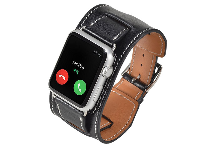 Ремешок для часов Kakapi Cuff Band для Apple Watch (42 мм, черный, кожаный)