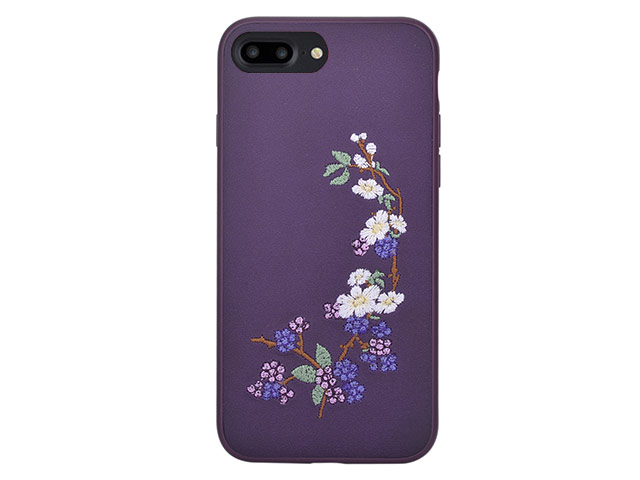 Чехол Devia Flower Embroidery case для Apple iPhone 7 plus (фиолетовый, кожаный)