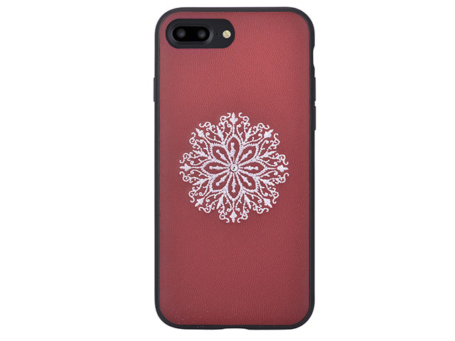 Чехол Devia Flower Embroidery case для Apple iPhone 7 plus (красный/белый, кожаный)