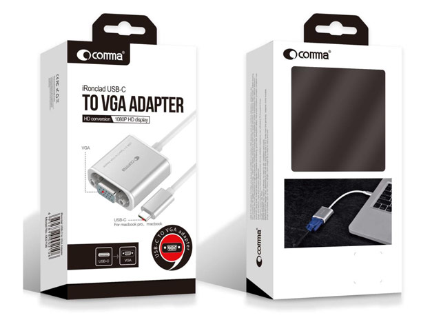 Адаптер Comma iRonclad универсальный (USB Type C, VGA, серебристый)
