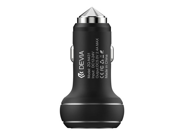 Зарядное устройство Devia Thor Dual Port Car Charger универсальное (автомобильное, 2.4A, 2xUSB, черное)