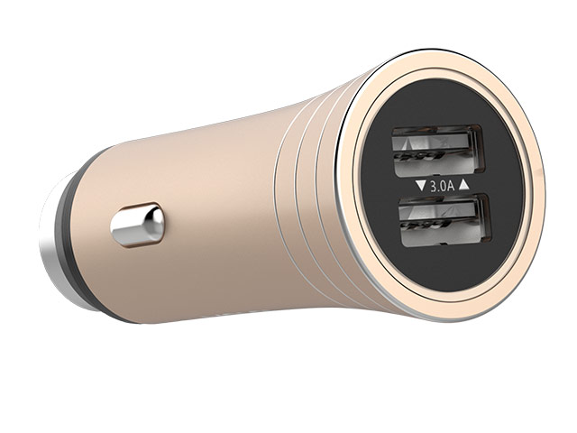 Зарядное устройство Vouni Soldier Dual Port Car Charger универсальное (автомобильное, 3A, 2xUSB, золотистое)