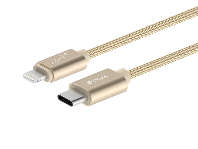 USB-кабель Devia Gracious Cable универсальный (Lightning, USB Type C, 1 метра, золотистый)