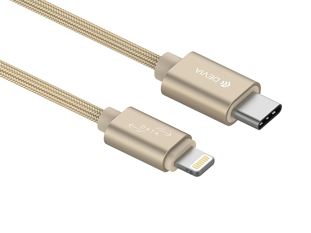 USB-кабель Devia Gracious Cable универсальный (Lightning, USB Type C, 1 метра, золотистый)