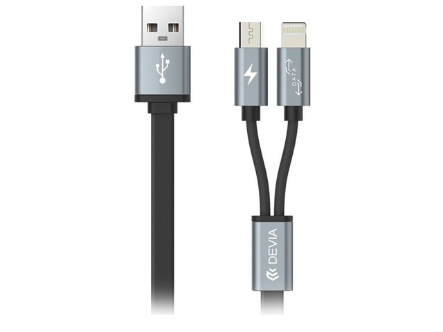 USB-кабель Devia iWonder Cable универсальный (Lightning, microUSB, 1.5 метра, серый)