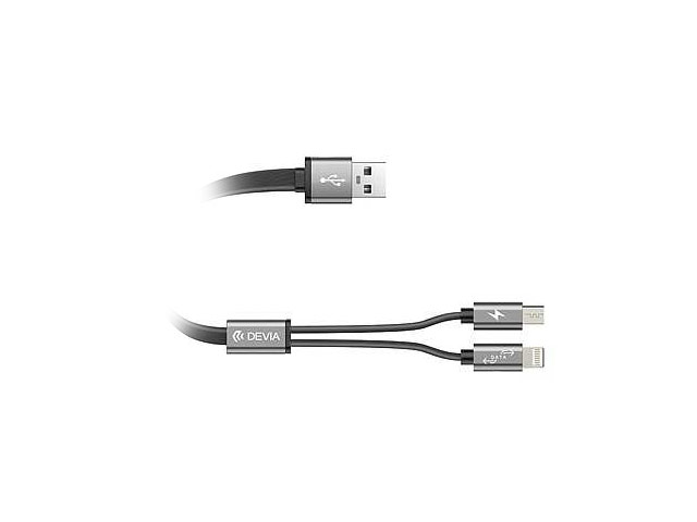 USB-кабель Devia iWonder Cable универсальный (Lightning, microUSB, 1.5 метра, серый)