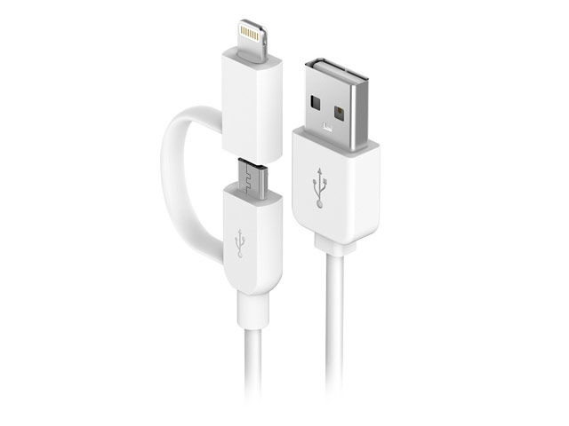 USB-кабель Devia Smart Cable универсальный (Lightning, microUSB, 1 метр, белый)