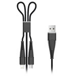 USB-кабель Devia Fishbone Cable универсальный (Lightning, microUSB, 1.2 метра, армированный, черный)