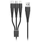 USB-кабель Devia Fishbone Cable универсальный (Lightning, microUSB, USB Type C, 1.2 метра, армированный, черный)