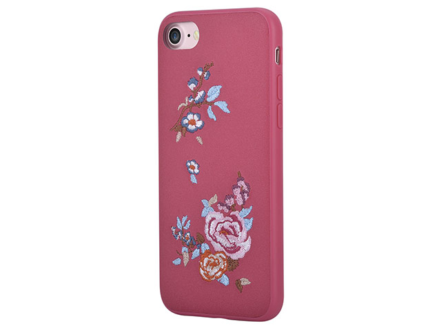 Чехол Devia Flower Embroidery case для Apple iPhone 7 (красный, кожаный)