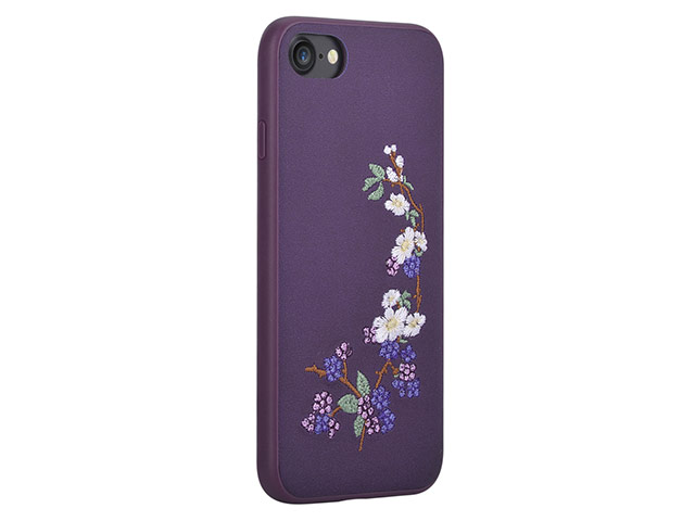 Чехол Devia Flower Embroidery case для Apple iPhone 7 (фиолетовый, кожаный)