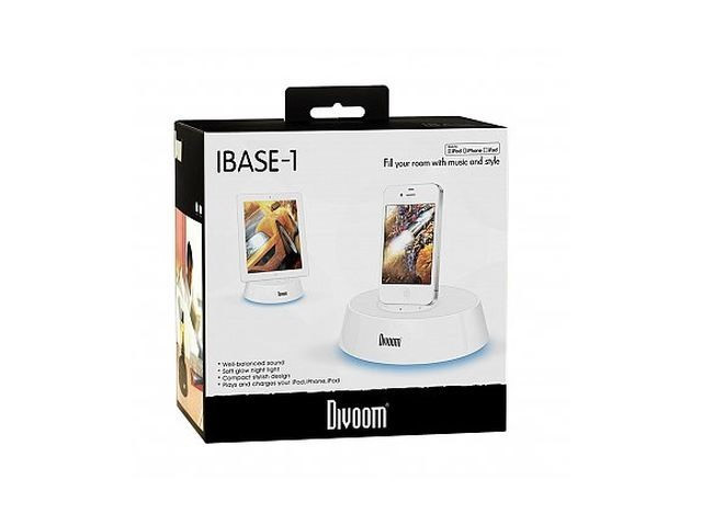 Акустичесная dock-станция Divoom iBase-1 для Apple iPad, iPhone 4/4S, iPod touch (4th gen.) (белая, стерео)