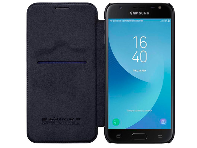 Чехол Nillkin Qin leather case для Samsung Galaxy J3 2017 (черный, кожаный)