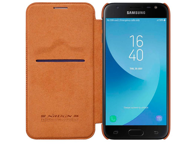 Чехол Nillkin Qin leather case для Samsung Galaxy J3 2017 (коричневый, кожаный)