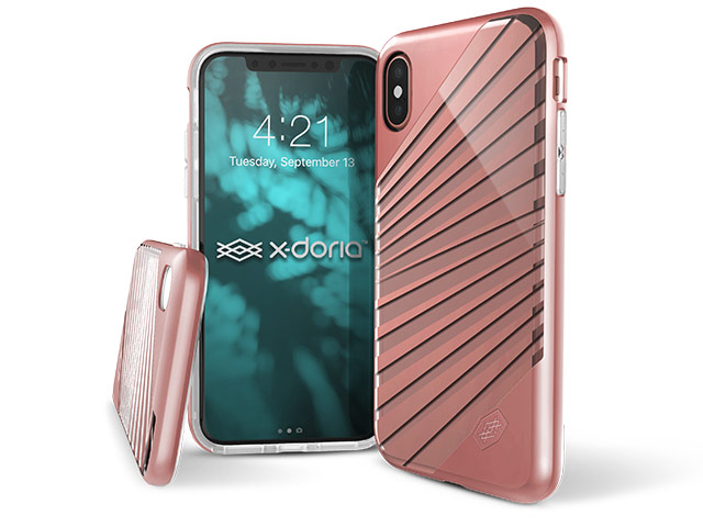 Чехол X-doria Revel Lux Case для Apple iPhone X (Rose Gold Rays, пластиковый)