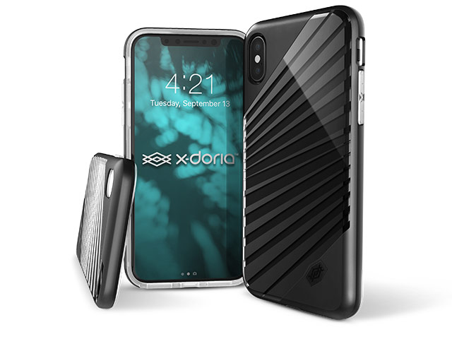 Чехол X-doria Revel Lux Case для Apple iPhone X (Black Rays, пластиковый)