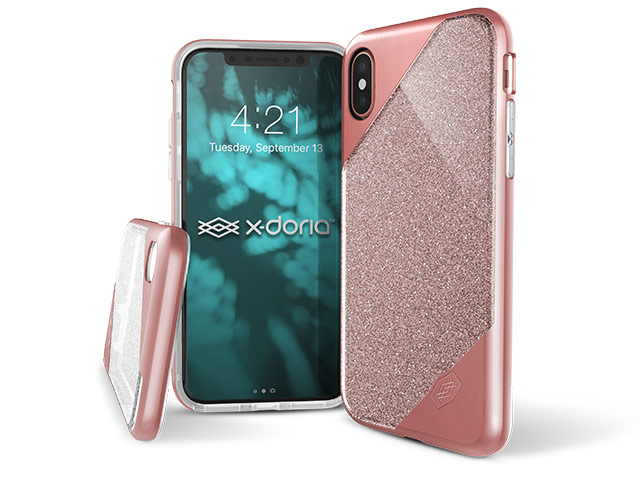 Чехол X-doria Revel Lux Case для Apple iPhone X (Rose Gold Gradient Glitter, пластиковый)