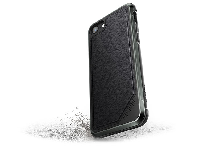 Чехол X-doria Defense Lux для Apple iPhone 8 (Black Leather, маталлический)