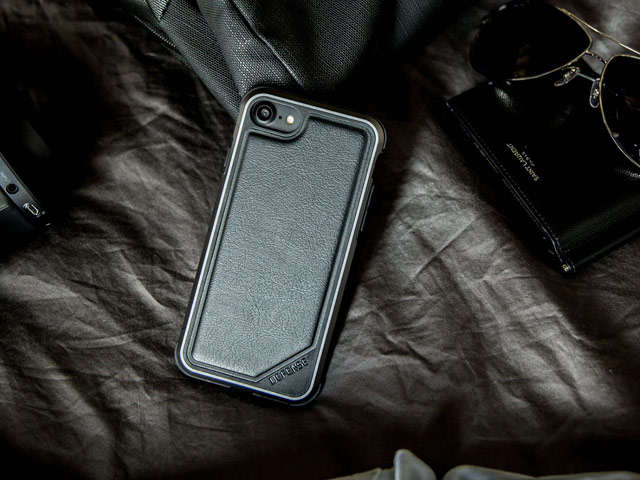 Чехол X-doria Defense Lux для Apple iPhone 8 (Black Leather, маталлический)
