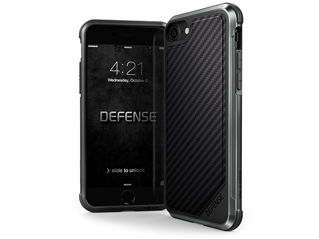 Чехол X-doria Defense Lux для Apple iPhone 8 (Black Carbon, маталлический)