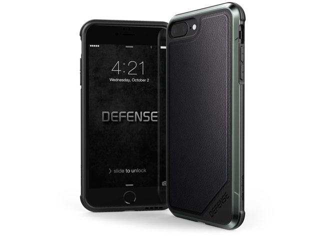 Чехол X-doria Defense Lux для Apple iPhone 8 plus (Black Leather, маталлический)