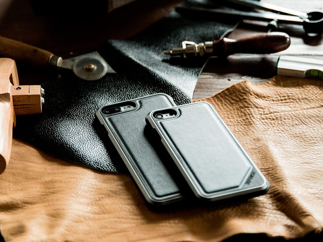 Чехол X-doria Defense Lux для Apple iPhone 8 plus (Black Leather, маталлический)