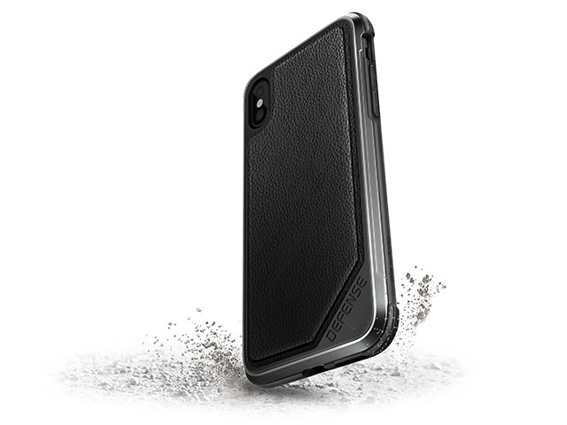 Чехол X-doria Defense Lux для Apple iPhone X (Black Leather, маталлический)