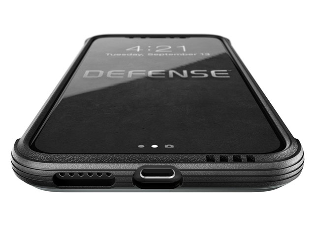 Чехол X-doria Defense Lux для Apple iPhone X (Black Leather, маталлический)